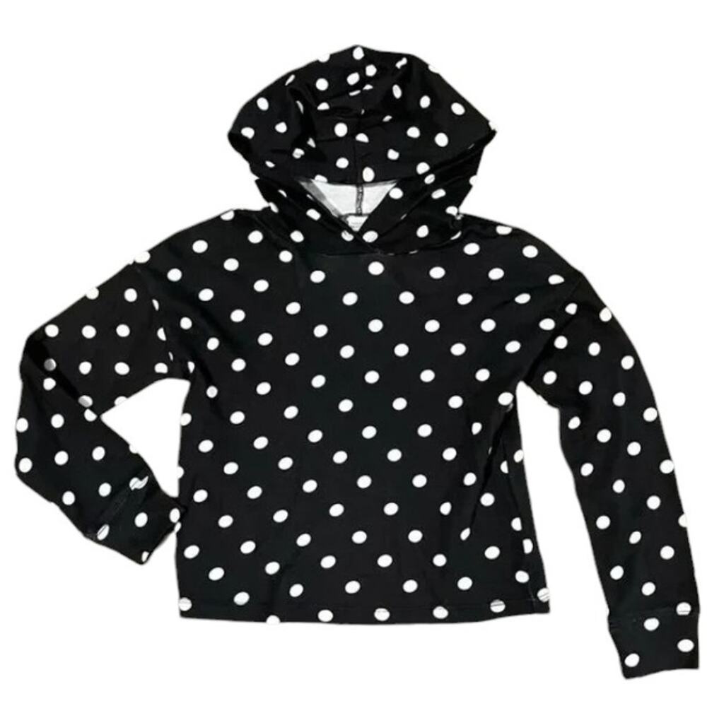 Harper Canyon Girls Black White Polka Dot Pullover Hoodie Sweatshirt S 7/8 NWT